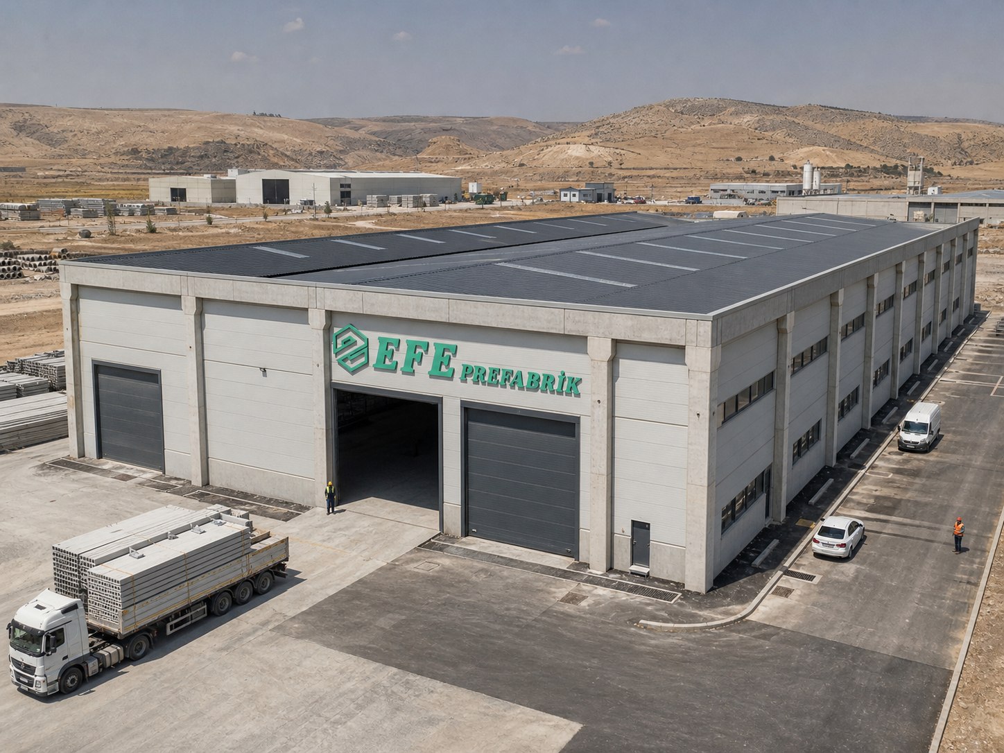 Büyük ölçekli prefabrik fabrika tesisinin genel görünümü